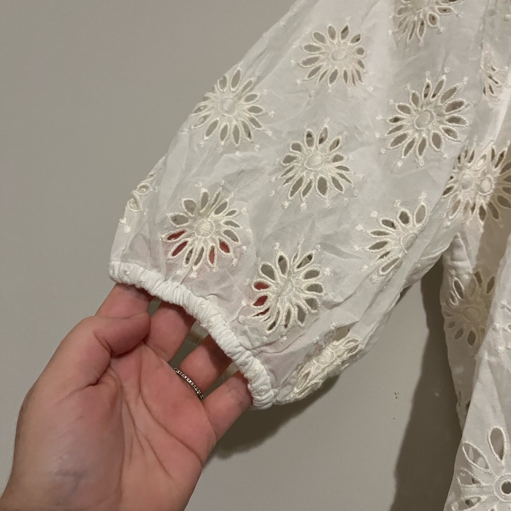 Madewell Embroidered Shirred Puff-Sleeve Top - Picture 8 of 12